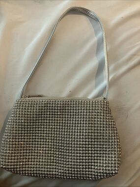 Silver Crystal Mesh Shoulder Bag